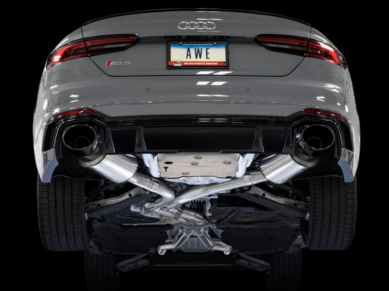 Audi RS 5 Sportback Performance Exhaust - AWE Tuning - Touring Edition Non-Resonated RS Style Tips - Diamond Black - `20-`27